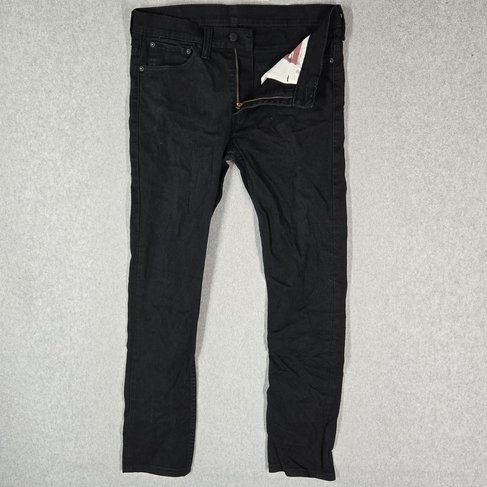 Levi's 510 Men Jeans 32X32 Black Denim Super Skinny 28" Inseam Stretch Low Rise
